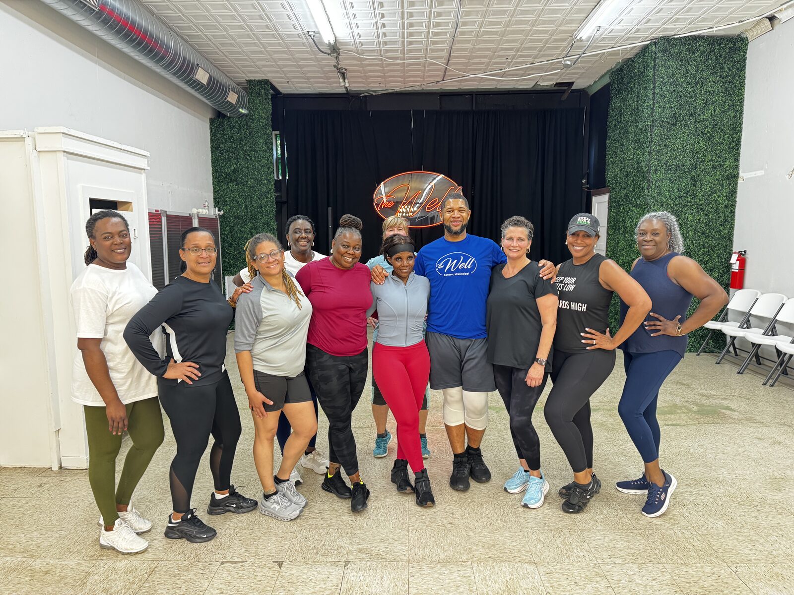 The Dance 2 Be Fit community at The Well in Canton, MS — a room full of smiling women