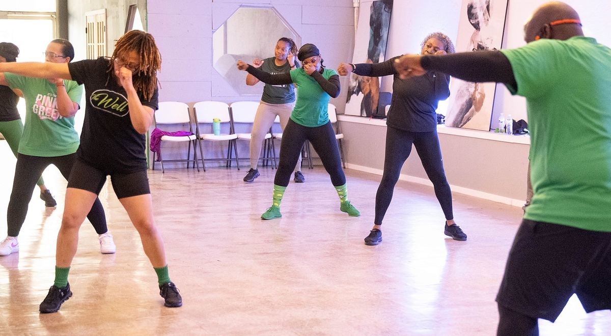 A high-energy group fitness class at The Well in Canton, MS